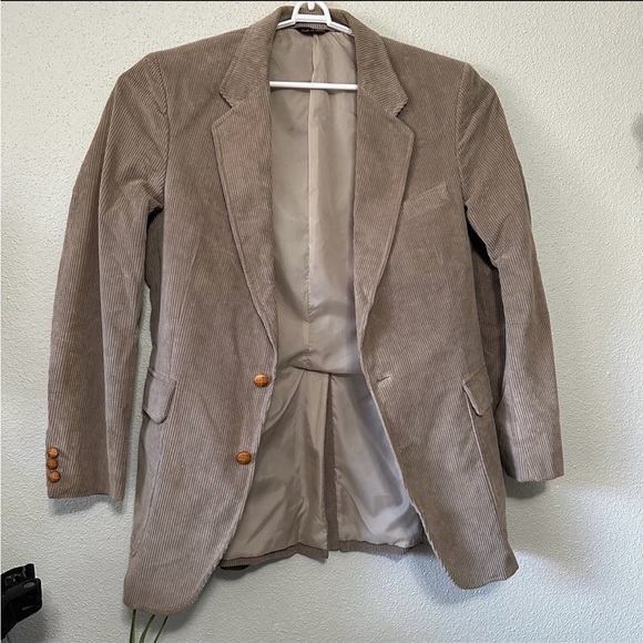 Jordache Vintage Corduroy Tan Blazer Two Button Sport Coat, 40R Preppy Academia - Picture 10 of 12